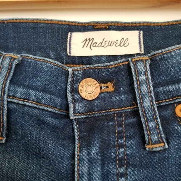 Madewell 10" Size 28 High-Rise Skinny Jeans Denim Hayes Dark Wash Whiskering - Picture 4 of 15